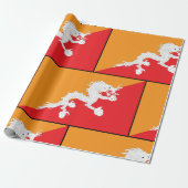 Papier Cadeau Bhoutan Drapeau design avec Dragon Blanc (Déroulé)