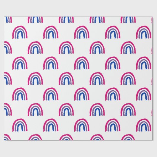 Papier Cadeau Bi Bisexual Pride Crayon Peint Arc-en-ciel (Plat)