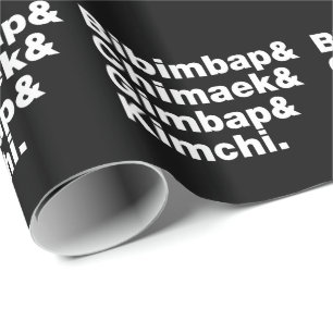 Papier Cadeau Bibimbap & Chimaek & Gimbap & Kimchi. Aliments cor