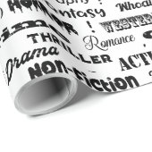 Papier Cadeau Bibliothécaire Anglais Enseignant Noir et Blanc (Coin rond)