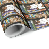 Papier Cadeau Bibliothèque de chats de plateau de livres (Coin rond)