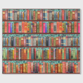 Papier Cadeau Bibliothèque de Noël, saint, livres anciens (Plat)