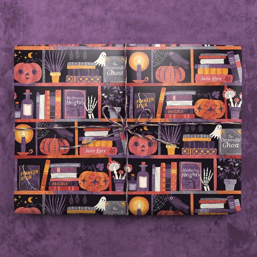 Papier Cadeau Bibliothèque Halloween