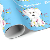 Papier Cadeau Bichon Frise allume le papier d'emballage de Noël (Coin rond)