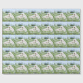 Papier Cadeau Bichon Frise Bleuets (Plat)