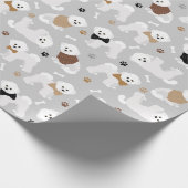 Papier Cadeau Bichon Frise Bones and Paws Grey (Coin)