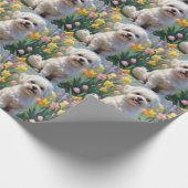 Papier Cadeau Bichon Frise Chien Fleurs de printemps Peinture (Coin)