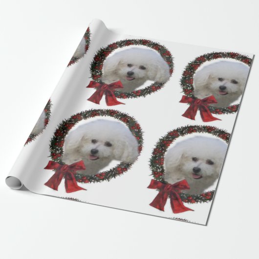 Papier Cadeau Bichon Frise Christmas (Déroulé)