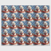 Papier Cadeau Bichon Frise Dog in Sledge Let it Snow Christmas (Plat)