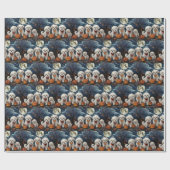 Papier Cadeau Bichon Frise Halloween Éffrayant (Plat)