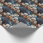 Papier Cadeau Bichon Frise Halloween Éffrayant (Coin)