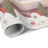 Papier Cadeau Bichon Frise Noël (Coin rond)