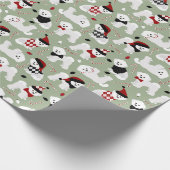 Papier Cadeau Bichon Frise Papier vert de Noël (Coin)