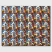 Papier Cadeau Bichon Frise With Christmas Lights Holiday (Plat)