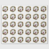 Papier Cadeau Bichon Frise Wreath Festive Pup (Plat)