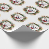 Papier Cadeau Bichon Frise Wreath Festive Pup (Coin)