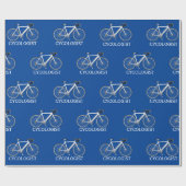 Papier Cadeau Bicyclette blanche avec texte cycologue (Plat)