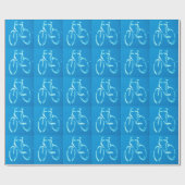 Papier Cadeau Bicyclette Bleu Blanc, Vélos Bicyclette Signal (Plat)