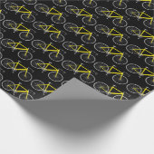 Papier Cadeau bicyclette jaune sur papier d'emballage noir (Coin)