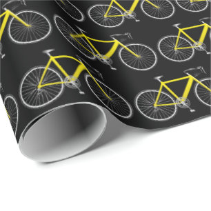 Papier Cadeau bicyclette jaune sur papier d'emballage noir