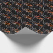 Papier Cadeau bicyclette orange sur papier d'emballage noir (Coin)