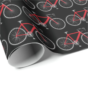 Papier Cadeau bicyclette rouge sur papier d'emballage noir