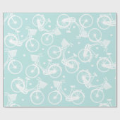 Papier Cadeau Bicyclette Vintage Pastel Mint Blanc (Plat)
