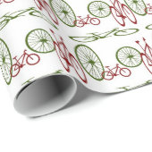 Papier Cadeau Bicyclettes et roues de Noël (Coin rond)