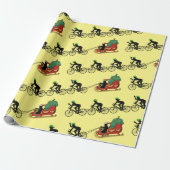 Papier Cadeau Bicyclettes Tirant Père Noël Papier à envelopper (Déroulé)