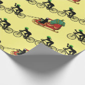 Papier Cadeau Bicyclettes Tirant Père Noël Papier à envelopper (Coin)