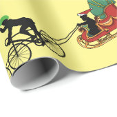 Papier Cadeau Bicyclettes Tirant Père Noël Papier à envelopper (Coin rond)