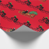 Papier Cadeau Bicyclettes Tirant Père Noël Papier à envelopper (Coin)