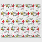 Papier Cadeau Biden Harris Festif Noël Floral Ticket (Plat)