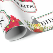 Papier Cadeau Biden Harris Festif Noël Floral Ticket (Coin rond)