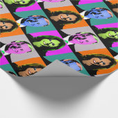 Papier Cadeau Biden Harris Pop Art (orange, gris, bleu, rose) (Coin)