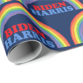 Papier Cadeau Biden Harris Rainbow Cute Democte Political (Coin rond)