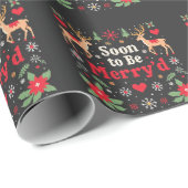 Papier Cadeau Bientôt être Joyeux Couples de Noël amusants (Coin rond)