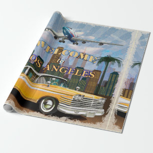 Papier Cadeau Bienvenue à l'affiche rétro de Los Angeles.