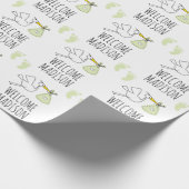 Papier Cadeau Bienvenue bébé | Bouche verte et empreinte (Coin)