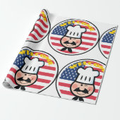 Papier Cadeau Bienvenue Chef Avec Drapeau Américain (Déroulé)