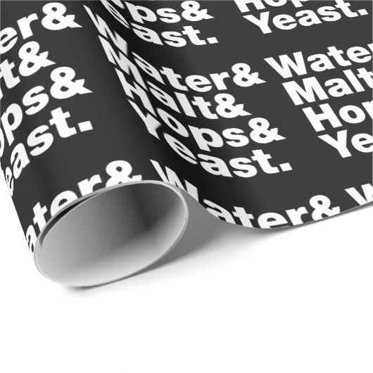 Papier Cadeau Bière = Eau & Malt & Hops & Yeast. (Coin rond)