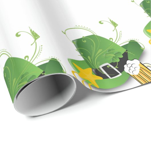 Papier Cadeau Bière en papier de la Saint-Patrick (Coin rond)