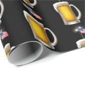 Papier Cadeau Bière patriotique d'anniversaire avec Drapeau et S (Coin rond)