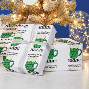 Papier Cadeau Bière verte Lucky Jour de la Saint Patrick