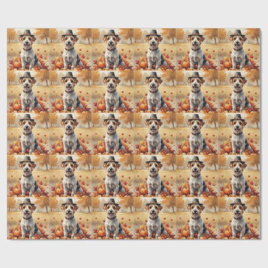 Papier Cadeau Biewer Terrier À L'Automne Laisse L'Art Thanksgivi (Plat)