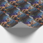 Papier Cadeau Biewer Terrier Chien Whimsical Halloween Peinture (Coin)