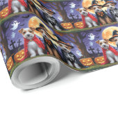 Papier Cadeau Biewer Terrier Chiens Citrouille Halloween Funny (Coin rond)