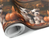 Papier Cadeau Biewer Terrier Chiot Automne Citrouille délice (Coin rond)