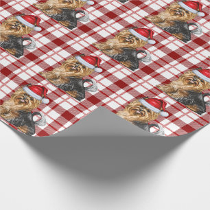 Papier Cadeau Biewer Terrier et Red Holiday Plaid Christmas