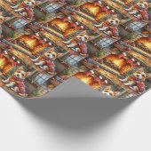 Papier Cadeau Biewer Terrier Fireplace with Christmas Lights (Coin)